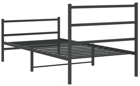 Estrutura de cama com cabeceira e pés 107x203 cm metal preto