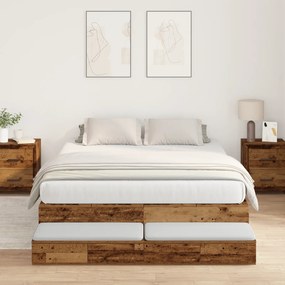 vidaXL Cama de Armazenamento Madeira Antiga 140x190 cm