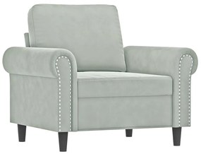 4 pcs conjunto de sofás com almofadas veludo cinzento-claro