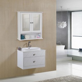 Armário de espelho com porta dupla 56 x 58 x 13 cm branco