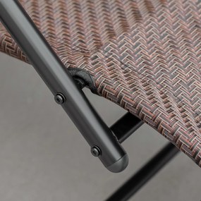 Espreguiçadeira de Exterior com Apoio para os Braços e Efeito de Vime para Jardim Terraço Pátio Carga Máxima 160kg 61x160x79cm Marrom