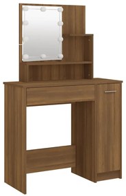 Toucador com LEDs 86,5x35x136 cm cor carvalho castanho