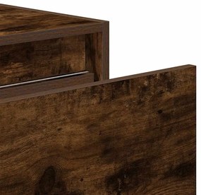 Mesa de cabeceira de parede com luzes LED carvalho fumado