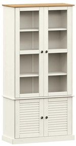 Cristaleira Salamanca em Madeira Maciça - Branco - Design Rústico