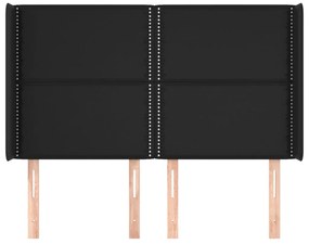 Cabeceira de cama c/ abas couro artif. 147x16x118/128 cm preto