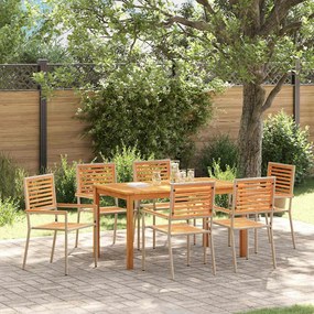 vidaXL Conjunto de Jantar de Jardim de 7 Peças em Rattan Sintético Bege e Acácia