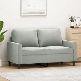 Sofá de 2 lugares 120 cm veludo cinzento-claro