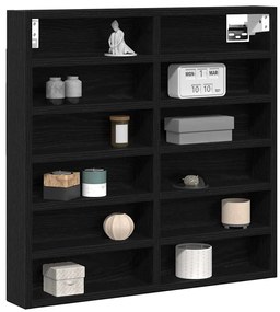 Armário Vitrine Preto Carvalho 60x8,5x58 cm Madeira Engenharia