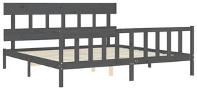 Estrutura de cama com cabeceira 200x200 cm madeira maciça cinza