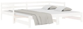 Sofá-cama com gavetão 90x190 cm madeira de pinho maciça branco