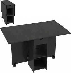 HOMCOM Mesa de Jantar Dobrável, Mesa de Cozinha Extensível para 2 a 4 Pessoas, 2 Abas, 120 x 72 x 75 cm, Preto | Aosom Portugal