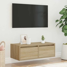 Móvel de TV com luzes LED 75x35,5x25 cm carvalho sonoma