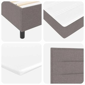 Cama Box com Colchão e Luz LED em Taupe, 120 x 190 cm de Tecido