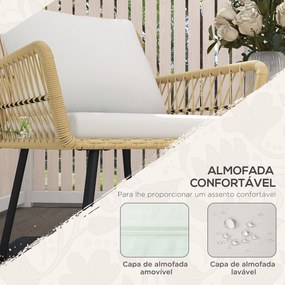 Conjunto de Mesa e Poltronas para Jardim Exterior Jogo de 3 Peças de V