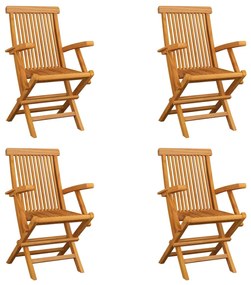 vidaXL Cadeiras de jardim dobráveis 4 pcs madeira de teca maciça