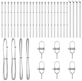 Postes de Cerca vidaXL 26 pcs Ø32 mm 120 cm Aço Galvanizado