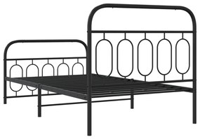Estrutura de cama com cabeceira e pés 107x203 cm metal preto