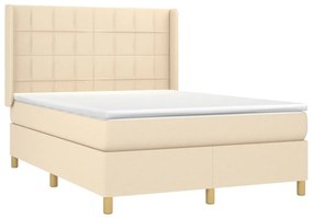 Cama com molas/colchão 140x190 cm tecido cor creme