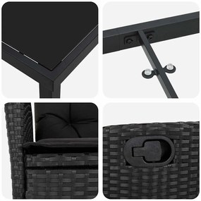 Conjunto de Jantar de Jardim com 5 Peças e Almofadas - Preto Rattan Si