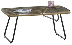 Mesa centro KROYA, apoio, metal, ratán, vidro, 93 x 53 cms