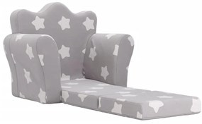 Sofá-cama infantil c/ estrelas pelúcia cinzento-claro