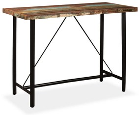 Mesa de bar em madeira reciclada maciça 150x70x107 cm