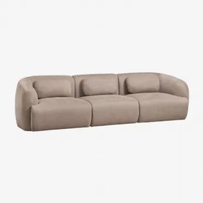 Sofá Modular De 3 Peças Em Chenille Coquette Chenille Castanho Trigo - Sklum