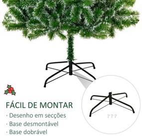 HOMCOM Árvore de Natal Artificial 210cm com 968 Ramos e Suporte de Met