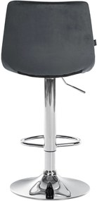 Banco de bar Jerry em veludo com estrutura cromada 87-108,5 x 43 x 46,5 cm Cinzento escuro