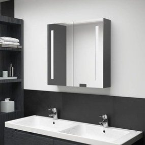326520 vidaXL Armário espelhado p/ casa de banho LED 62x14x60 cm cinzento