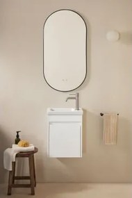 Conjunto De Móvel De Casa De Banho Suspenso Em Madeira Com Lavatório Integrado Narek Branco & Cinzento Escovado ↑20 Cm Com Válvula De Drenagem Sem Ext