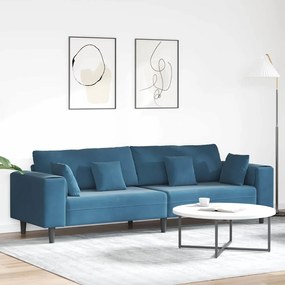 vidaXL Sofá de Veludo com almofada com travesseiro Azul 208 cm Veludo
