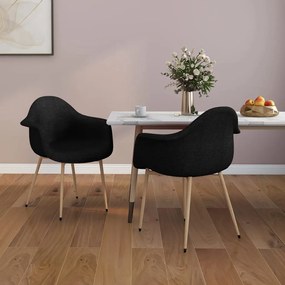 vidaXL Cadeiras de jantar 2 pcs tecido preto