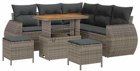 Conjunto de Sofás de Jardim vidaXL de 8 Peças com Almofadas Cinza Ratt