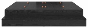 Estrutura de Cama Armazenamento Carvalho Preto 180x200 cm