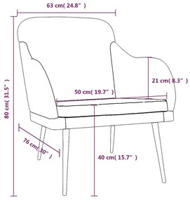 Cadeira c/ apoio de braços 63x76x80 cm veludo verde-escuro