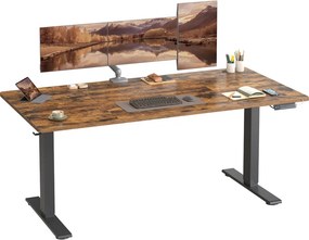 Secretária elétrica com regulação elétrica da altura, 160 x 80 x (72-120) cm, com porta USB-C castanho