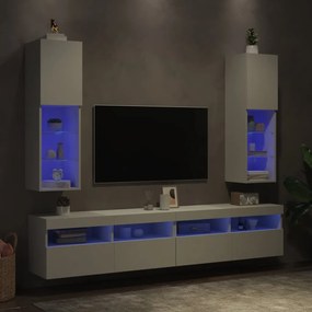 Móveis de TV com luzes LED 2 pcs 30,5x30x102 cm branco