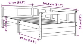 Sofá-cama sem colchão 90x200 cm madeira de pinho maciça branco
