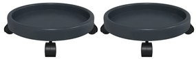 Carrinhos de plantas c/ rodas 2 pcs diâmetro 34 cm 35 kg cinza