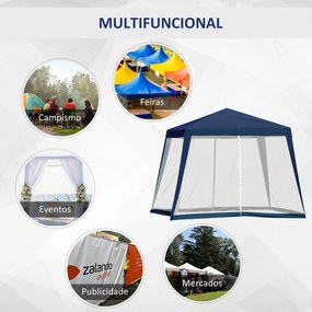 Tenda de Jardim 3x3m Tenda com 4 Partes Laterais Rede Mosquiteira com