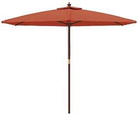 Guarda-sol de jardim com poste de madeira 299x240 cm terracota
