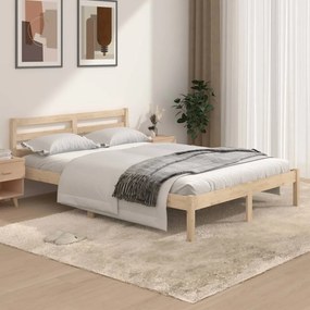 vidaXL Estrutura de cama casal 135x190 cm pinho maciço