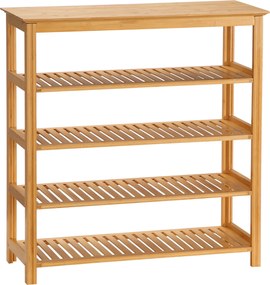 HOMCOM Sapateira 4 Prateleiras em Bambu 80x29x82 cm Efeito Madeira Natural | Aosom Portugal