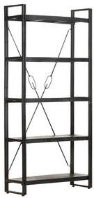 vidaXL Estante com 5 prateleiras 90x30x180 cm mangueira maciça preto