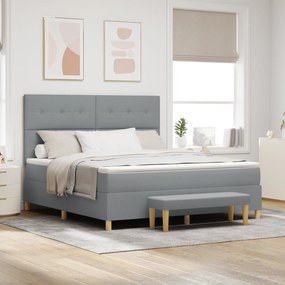 vidaXL Cama Box Spring com Colchão e Banco Cinza Claro 180x200 cm Tecido