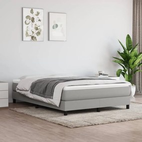 Estrutura de cama sem colchão 140x190 cm tecido cinzento-claro