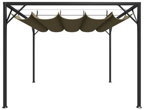 Gazebo jardim telhado retrátil 3x3 m 180 g/m² cinza-acastanhado