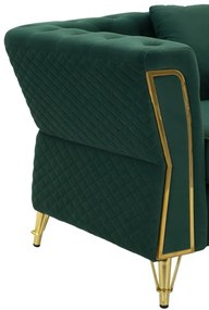 POLTRONA EMY COM ALMOFADA 104X83X76 CM VERDE E DOURADO