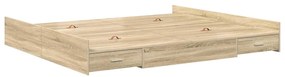 Estrado de cama com arrumação Carvalho sonoma 200 x 200 cm